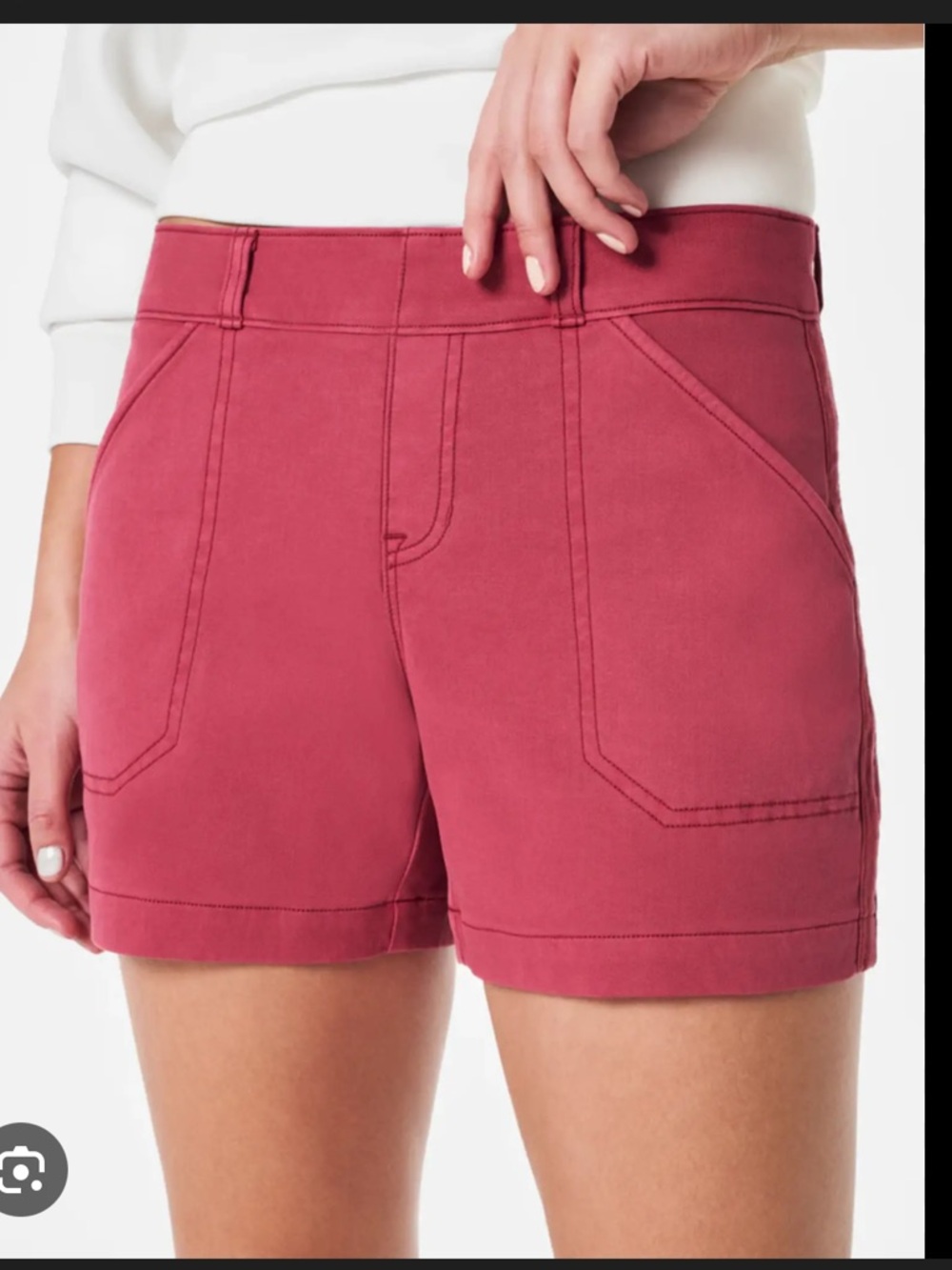 Spanx - Stretch Twill Shorts 4” - pink/red “dusty rose” - size M
